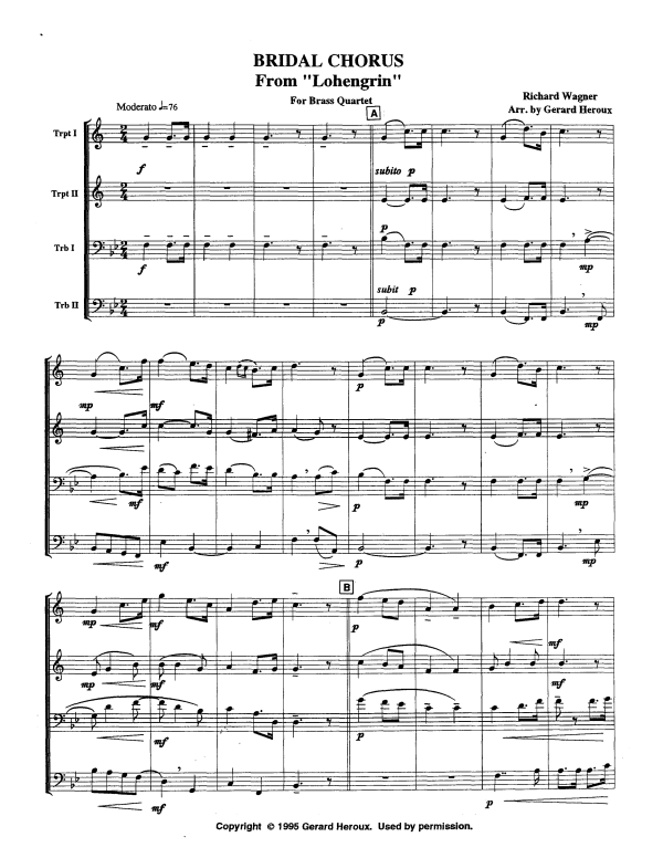 Produktgalerie: Seite 1 von 11 Brautchor aus Lohengrin, , Blechbläser Quartett