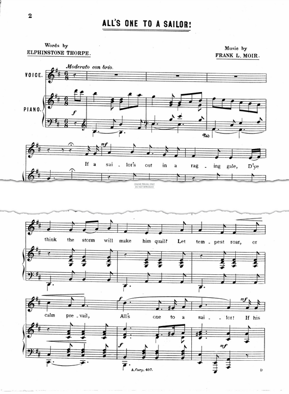 Produktgalerie: Seite 1 von 1 All's One To A Sailor, Frank Moir, Gesang, Klavier