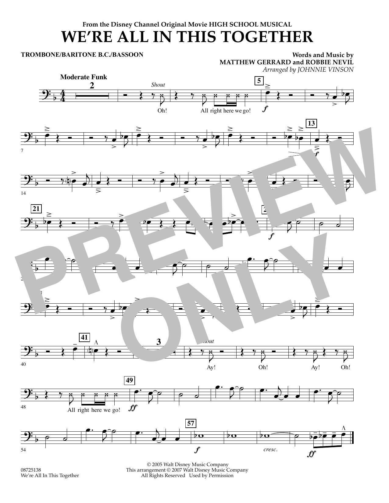 Produktbild zu: We're All In This Together (from High School Musical) - Trombone/Baritone B.C./Bassoon