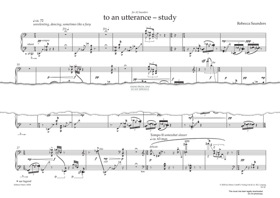 Produktgalerie: Seite 1 von 1 to an utterance - study, Rebecca Saunders, Klavier