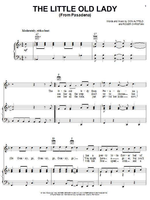 Produktgalerie: Seite 1 von 1 The Little Old Lady (From Pasadena), Jan & Dean, Gesang, Gitarre, Klavier