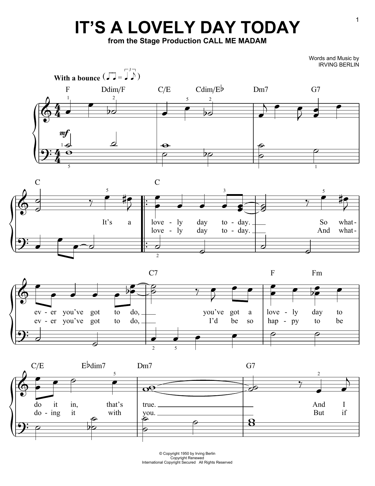 Produktgalerie: Seite 1 von 1 It's A Lovely Day Today (from Call Me Madam), Irving Berlin, Klavier