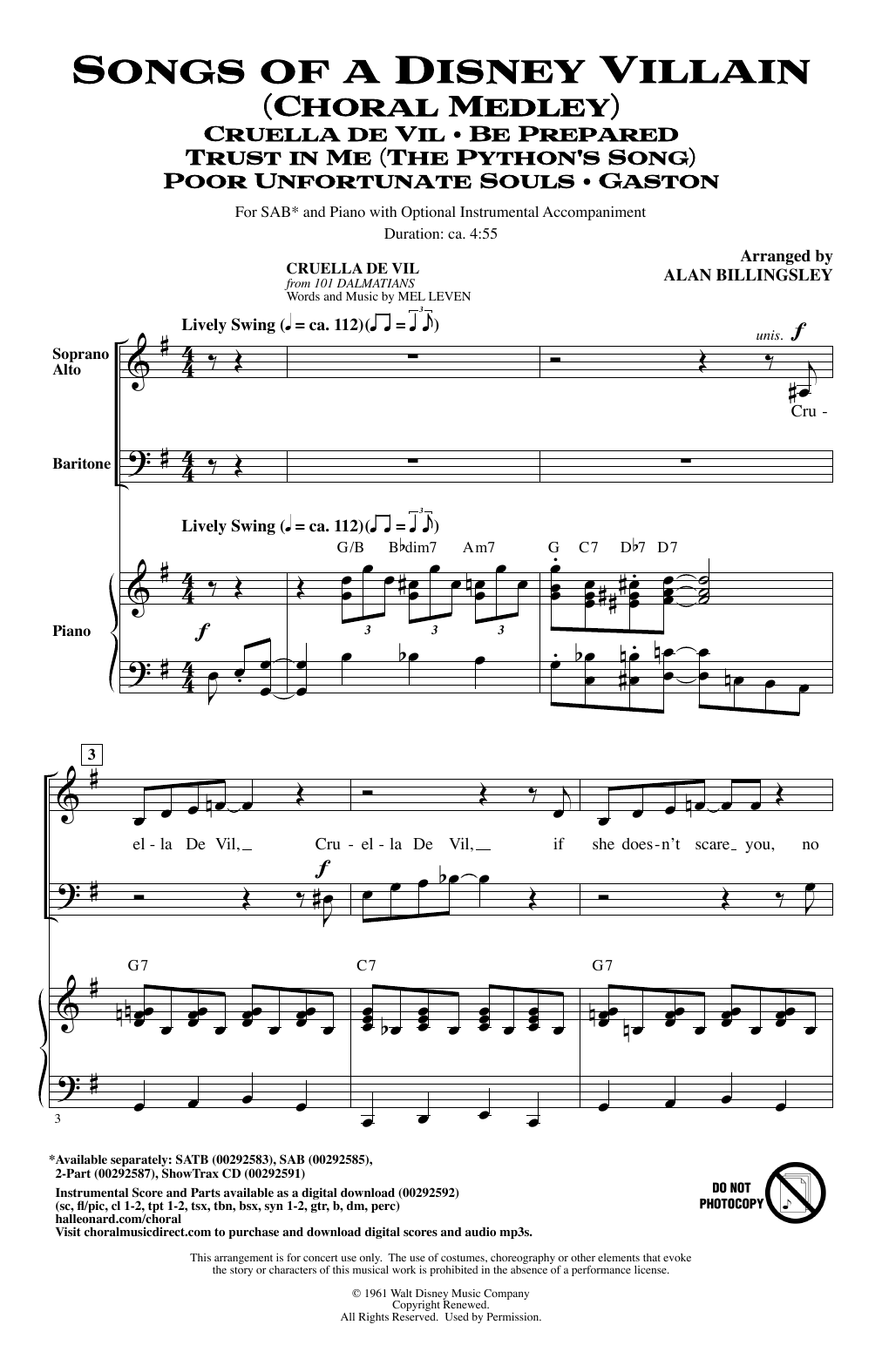 Product picture to: Songs Of A Disney Villain (Choral Medley)