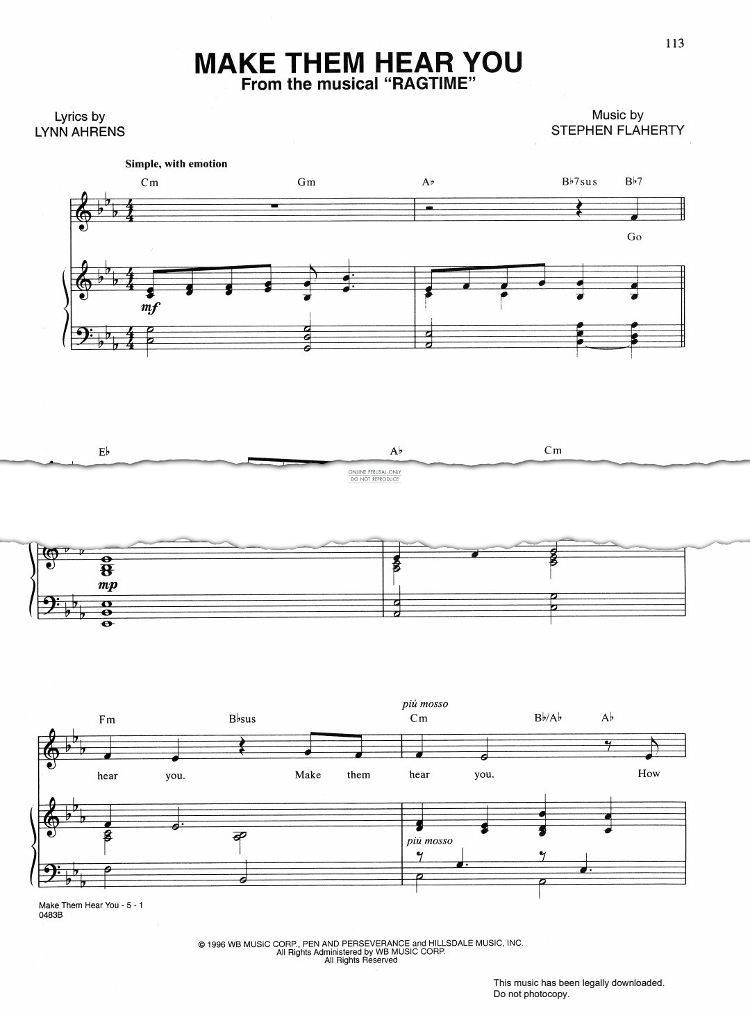 Product picture to: Make Them Hear You (from 'Ragtime')