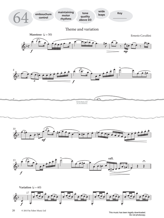 Product gallery: Page 1 of 1 Study No.64 'Theme And Variation' (from 'More Graded Studies For Clarinet Book Two'), Ernesto Cavallini