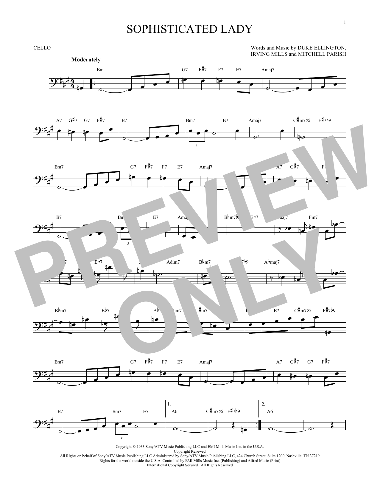 Produktgalerie: Seite 1 von 1 Sophisticated Lady, Duke Ellington, Violoncello