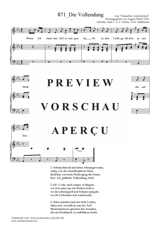 Product picture to: Die Vollendung Melodie: nach J. A. P. Schulz, Text: Matthisson