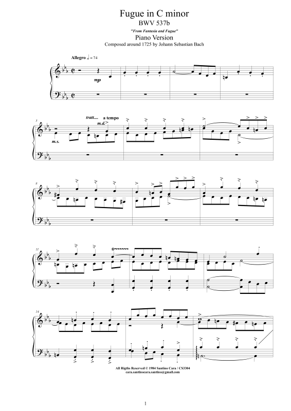 Produktbild zu: Fuge in C-Moll BWV 537bJohann Sebastian Bach
