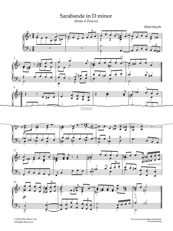 Produktgalerie: Seite 1 von 1 Sarabande in D minor (from 4 Dances), Ethel Smyth, Klavier