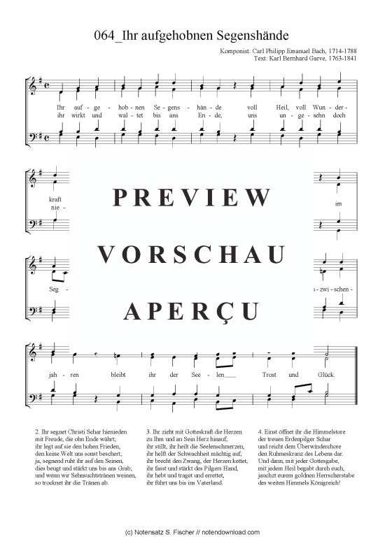 Produktbild zu: Ihr aufgehobnen Segenshände Carl Philipp Emanuel Bach, 1714-1788 / Karl Bernhard Garve, 1763-1841