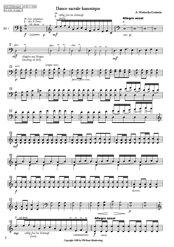 gallery: Dance sacrale kanonique, , Double Bass Quintet - Single Parts