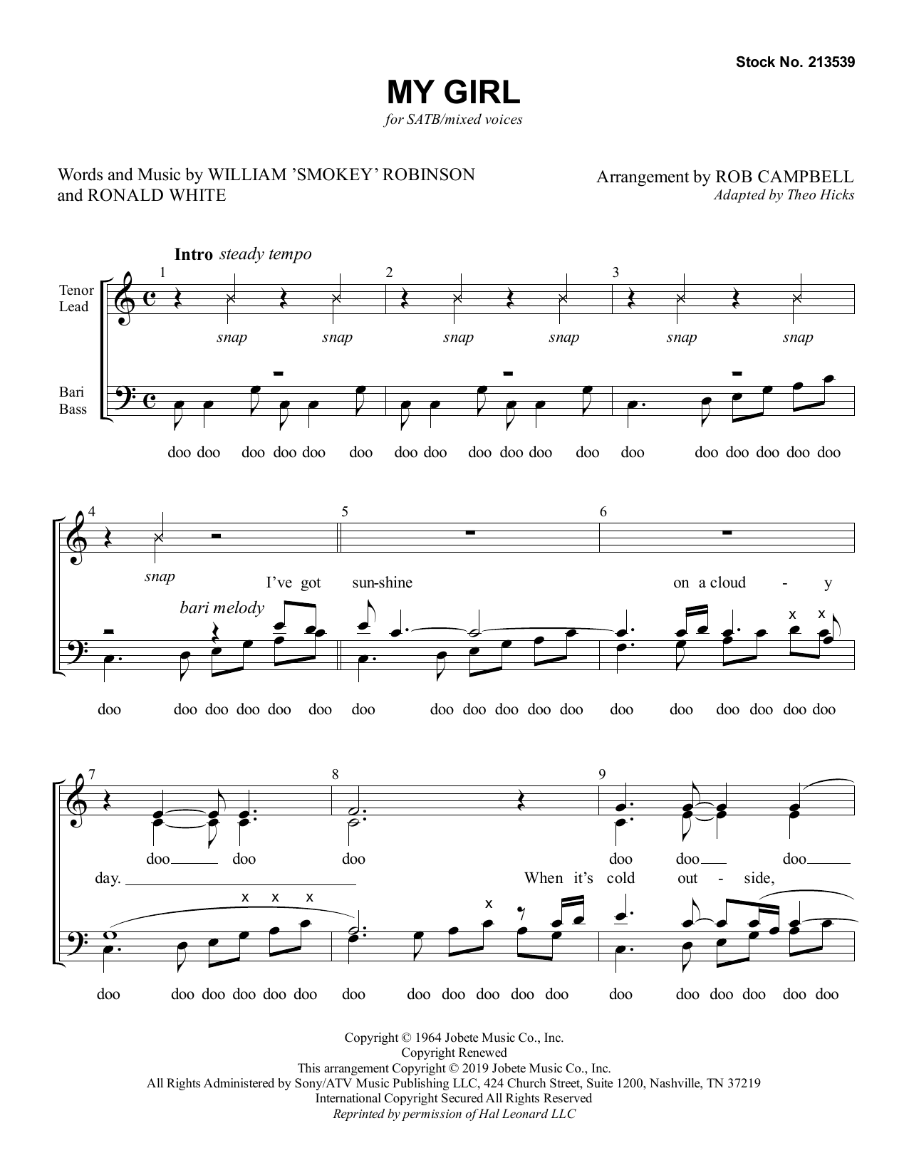 Produktbild zu: My Girl (arr. Rob Campbell)