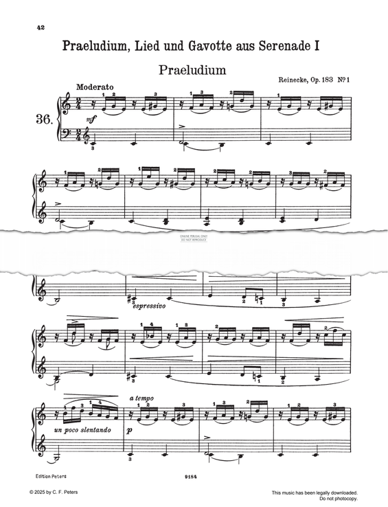 Produktgalerie: Seite 1 von 1 Präludium, Lied und Gavotte aus Serenade I, Op. 183, Nr. 1, Carl Reinecke, Klavier