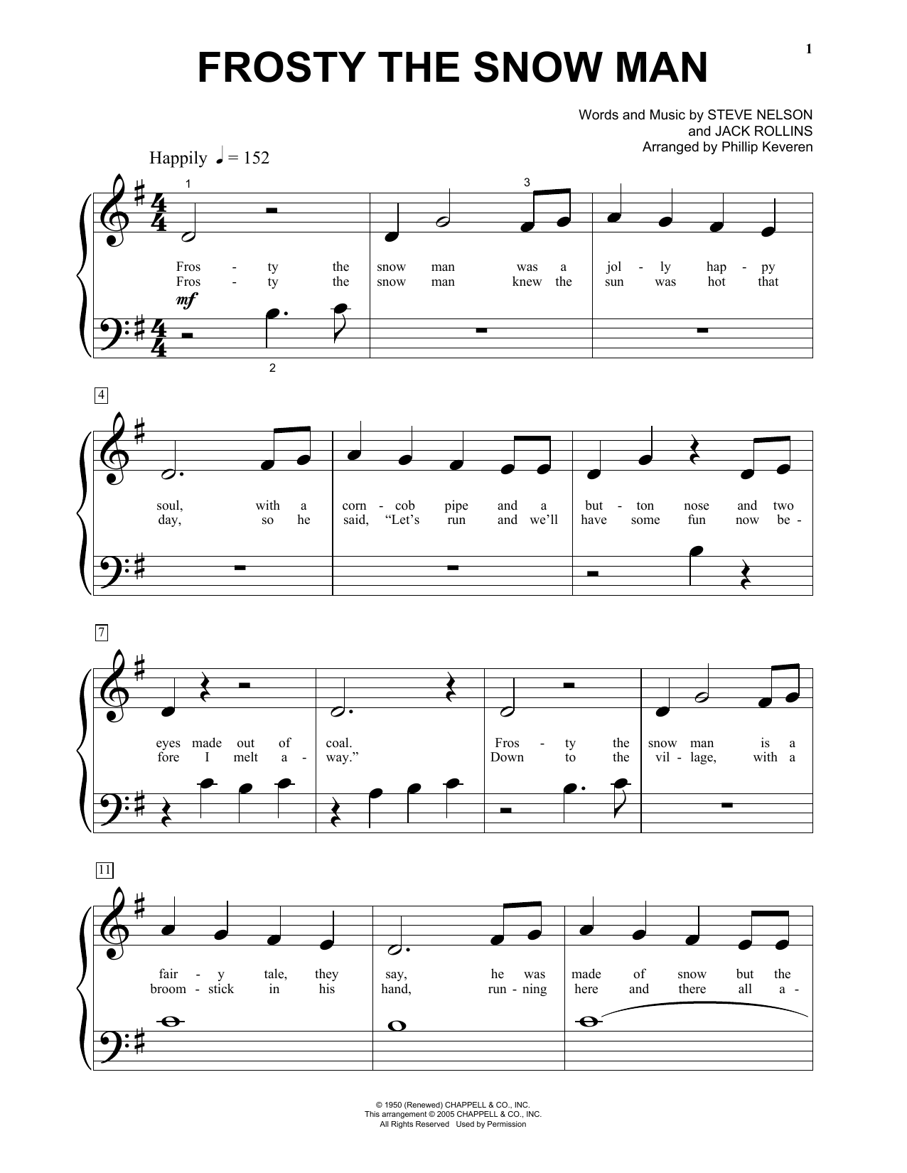Produktgalerie: Seite 1 von 1 Frosty The Snow Man (arr. Phillip Keveren), Gene Autry, Klavier