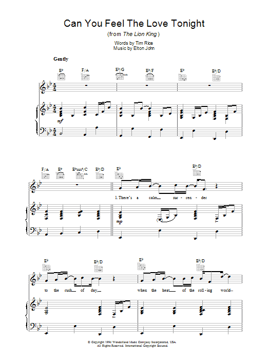Product gallery: Page 1 of 1 Can You Feel The Love Tonight (from The Lion King), Elton John