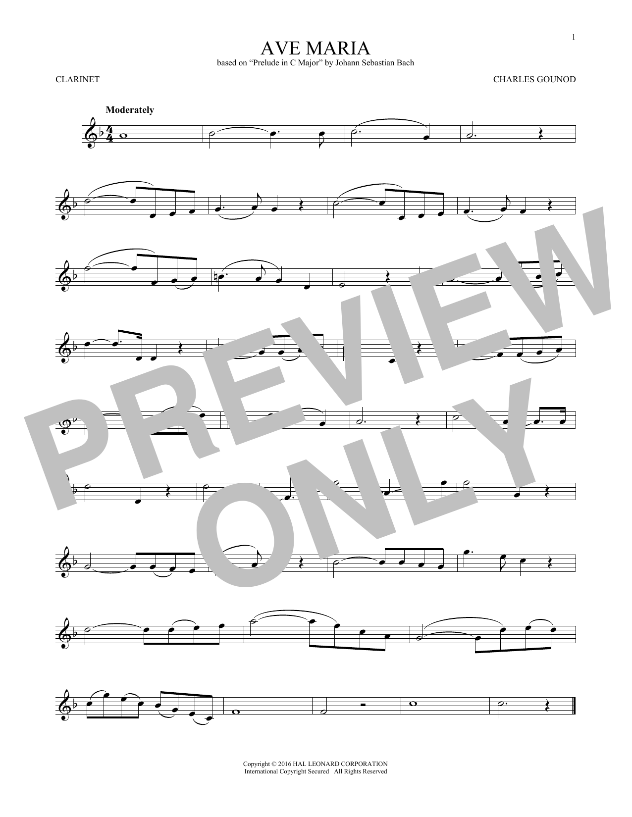 Produktgalerie: Seite 1 von 1 Ave Maria, Johann Sebastian Bach, Klarinette