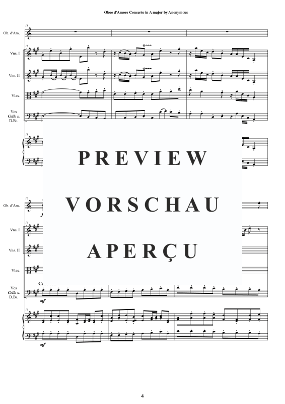 Product gallery: Page 5 of 11 Concerto in A-Dur, , Oboe D'Amore Solo, String Ensemble, and Harpsichord