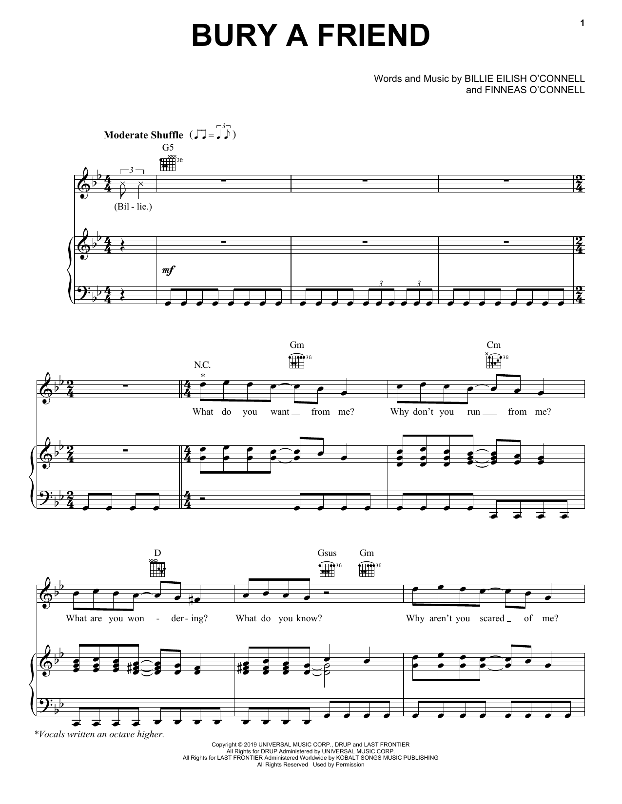 Produktgalerie: Seite 1 von 1 bury a friend, Billie Eilish, Gesang, Gitarre, Klavier