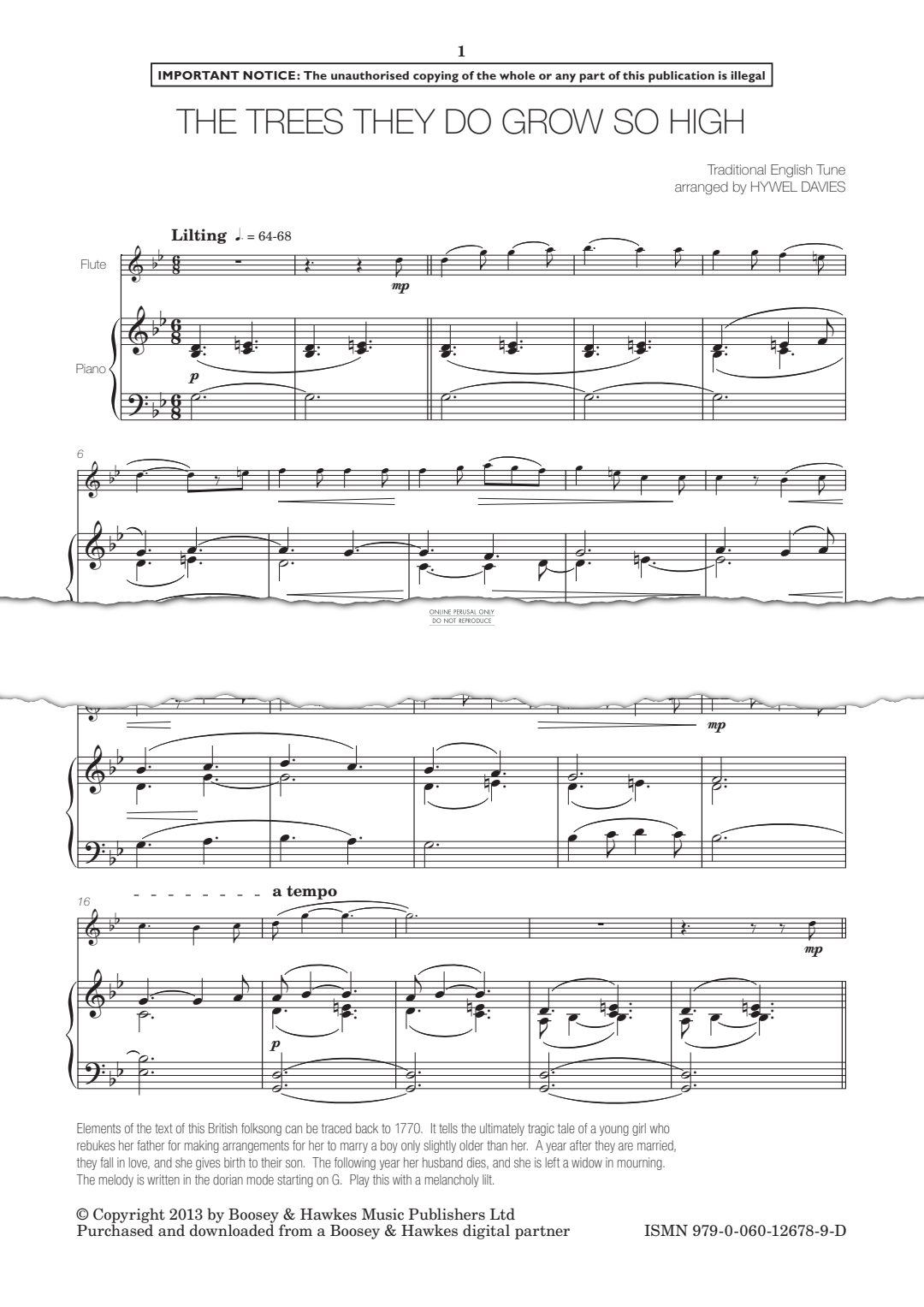 gallery: The Trees They Do Grow So High, Traditional, Flöte, Klavier