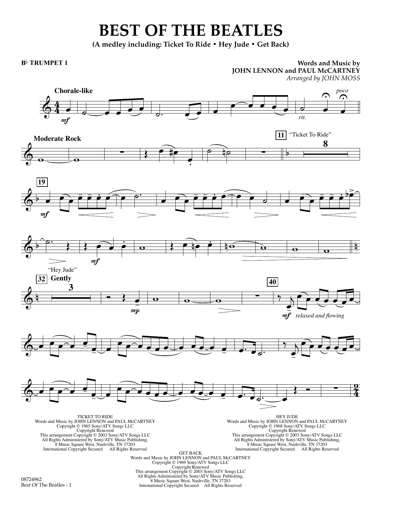 Produktgalerie: Seite 1 von 1 Best of the Beatles - Bb Trumpet 1, John Moss, Ensemble
