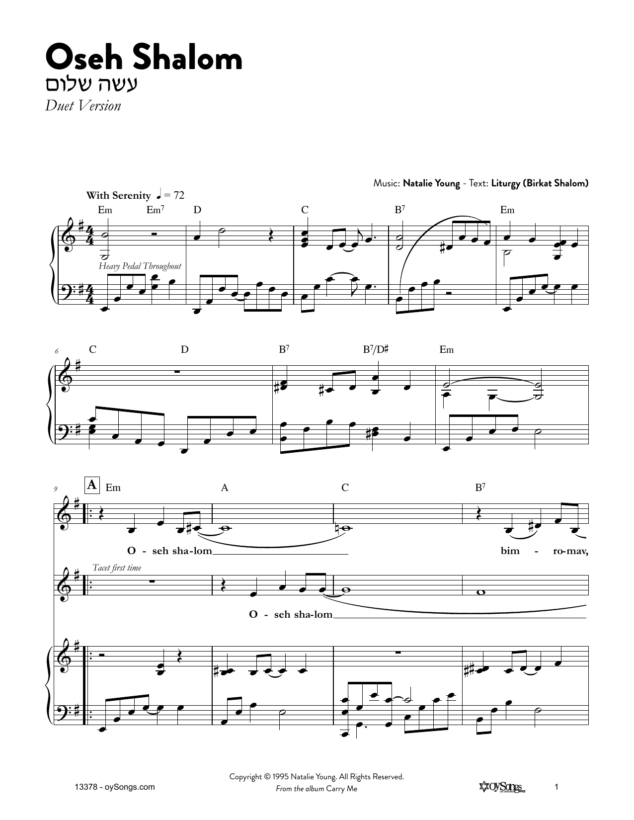 Produktgalerie: Seite 1 von 1 Oseh Shalom, Natalie Young, Gesang, Klavier