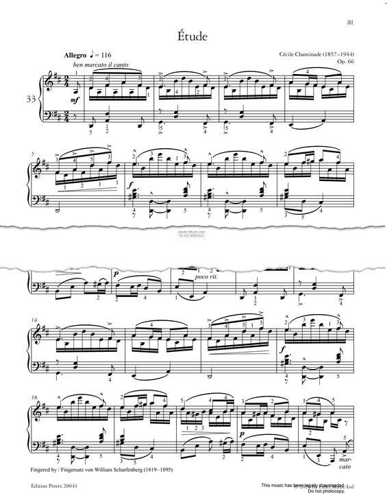 Produktgalerie: Seite 1 von 1 Étude Op.66, Cécile Chaminade, Klavier