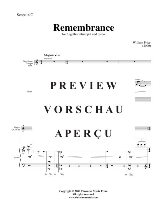 Produktgalerie: Seite 2 von 21 Remembrance , , (Trompete + Klavier)