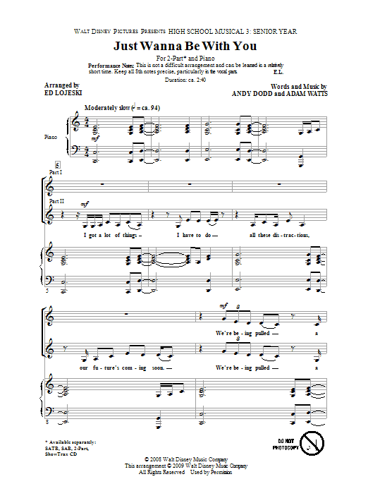 Produktbild zu: Just Wanna Be With You (from High School Musical 3)