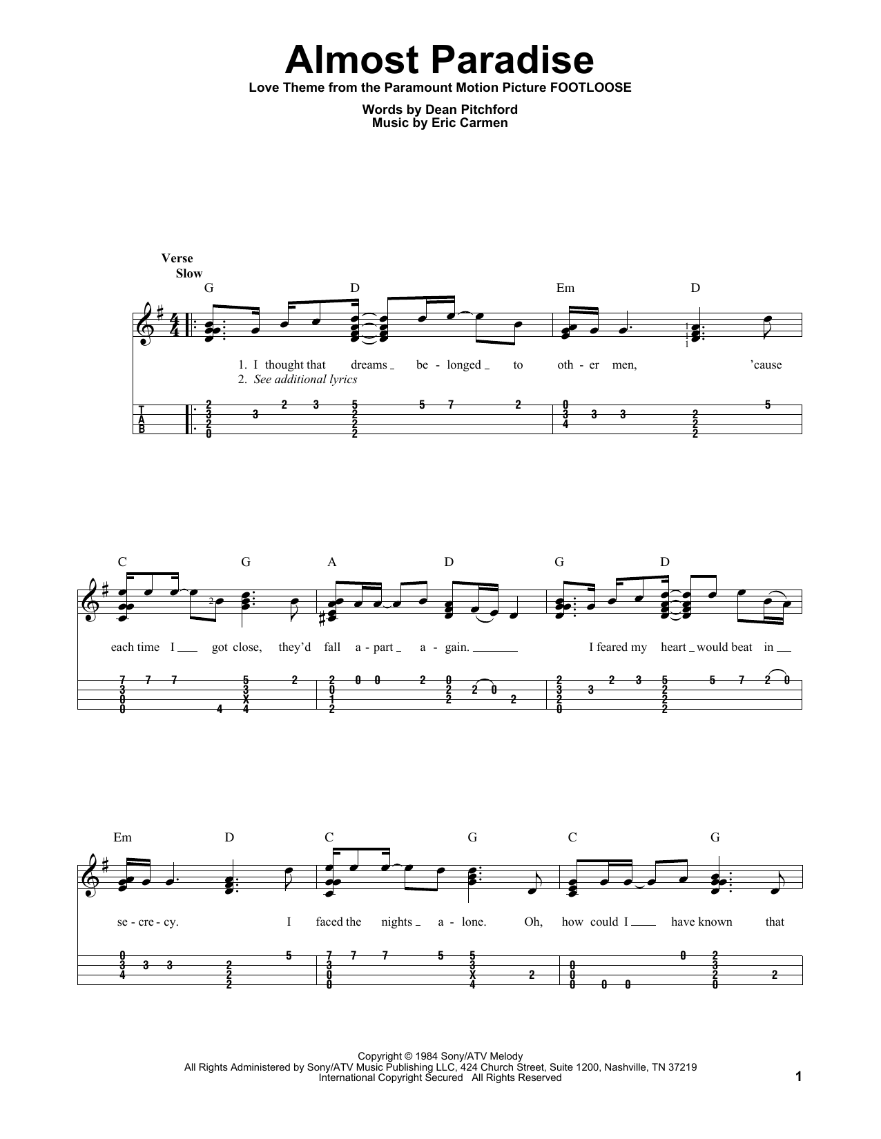 Product gallery: Page 1 of 1 Almost Paradise (from Footloose), Ann Wilson & Mike Reno