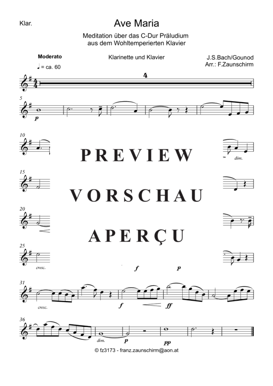 Product gallery: Page 6 of 9 Ave Maria , , (clarinet in Bb + piano)
