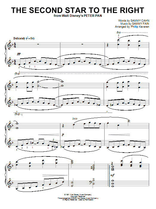 Product gallery: Page 1 of 1 The Second Star To The Right (from Peter Pan) [Classical version] (arr. Phillip Keveren), Sammy Cahn & Sammy Fain