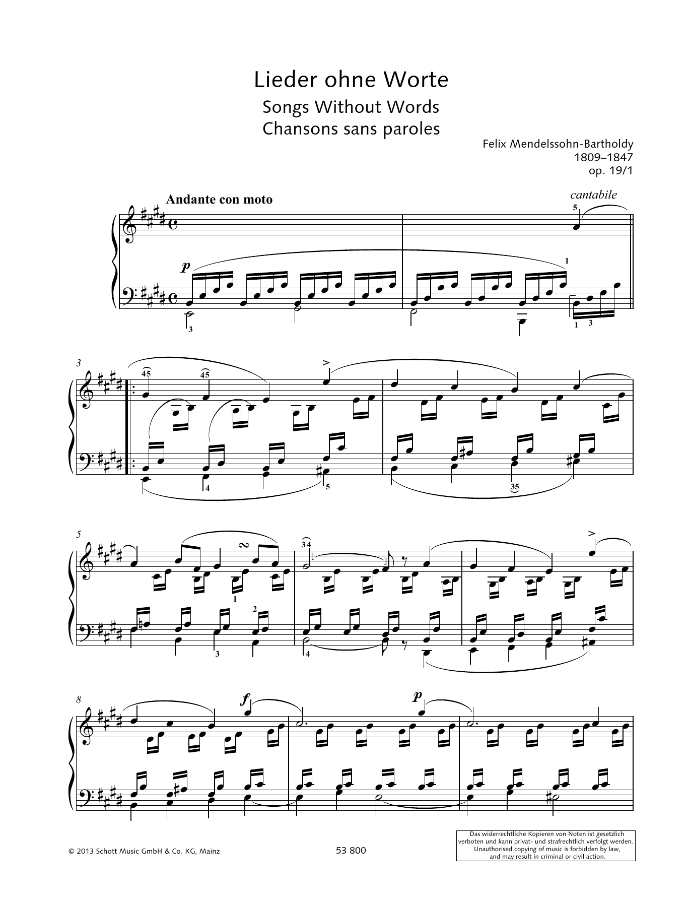 Product gallery: Page 1 of 1 Andante Con Moto, Felix Mendelssohn Bartholdy