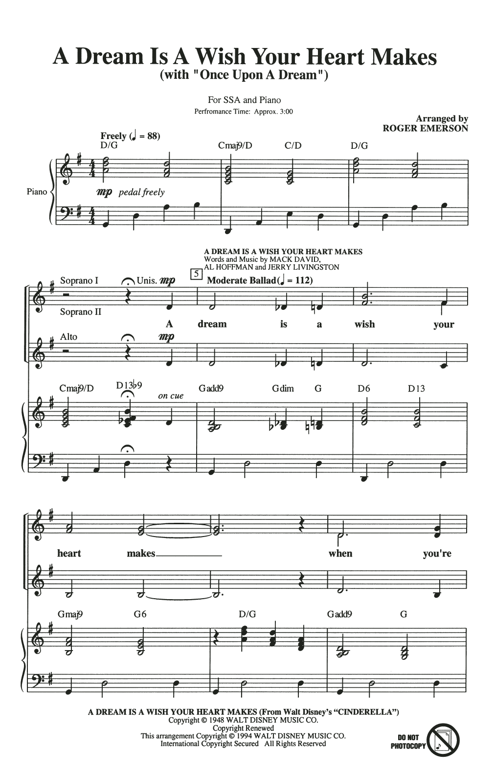 Produktgalerie: Seite 1 von 1 A Dream Is A Wish Your Heart Makes (with "Once Upon A Dream"), Roger Emerson, Chor