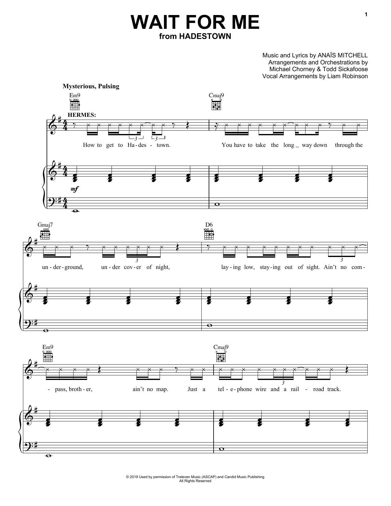 Produktgalerie: Seite 1 von 1 Wait For Me (from Hadestown), Anais Mitchell, Gesang, Gitarre, Klavier