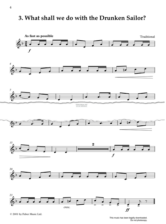 Produktgalerie: Seite 1 von 1 What Shall We Do With The Drunken Sailor? (from 'Up-Grade! 1-2'), Traditional, Klavier, Trompete