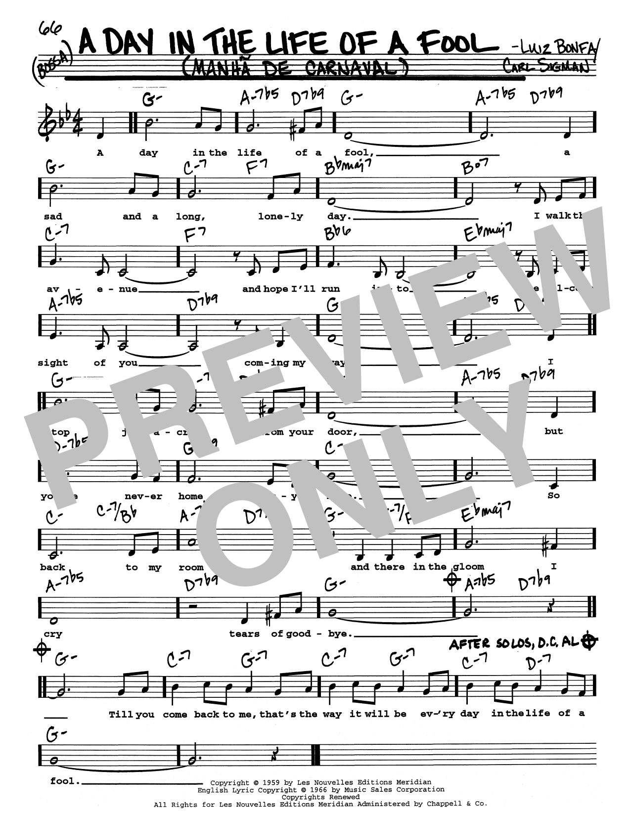 Produktbild zu: A Day In The Life Of A Fool (Manha De Carnaval) (Low Voice)