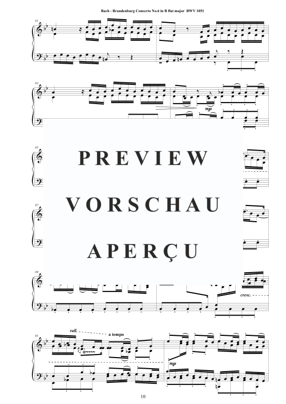 Product gallery: Page 11 of 11 Brandenburg Concerto No. 6 in B flat major BWV 1051, , Solo Piano