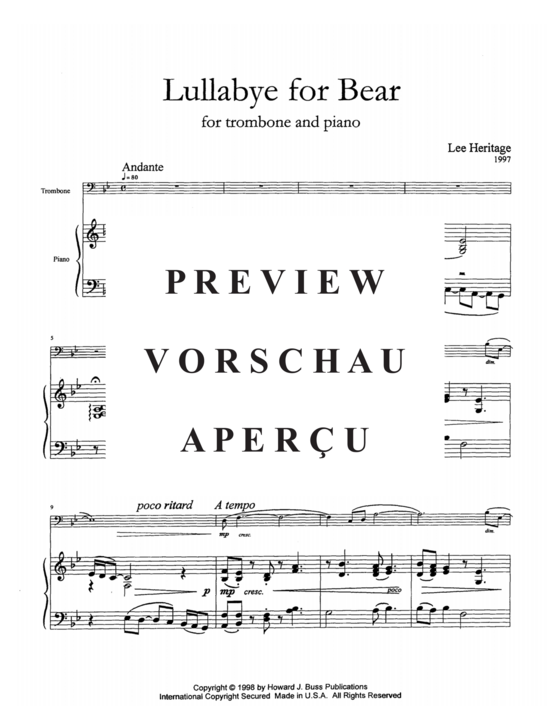 Product gallery: Page 4 of 9 Lullabye for Bear , , (trombone and piano)