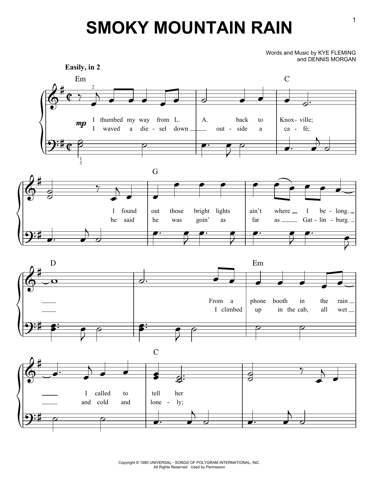 Produktgalerie: Seite 1 von 1 Smoky Mountain Rain, Ronnie Milsap, Klavier