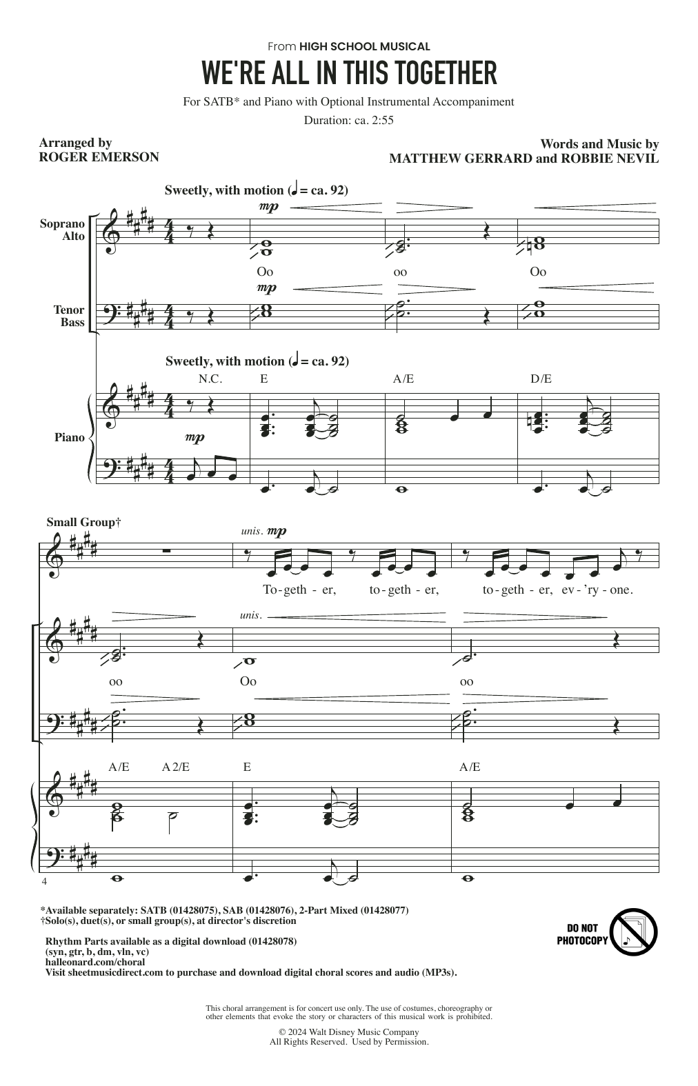 Produktgalerie: Seite 1 von 1 We're All In This Together (from High School Musical) (arr. Roger Emerson), High School Musical Cast, Chor
