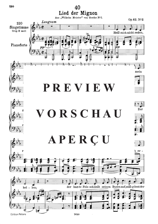 Product gallery: Page 2 of 3 Lied der Mignon D.877-2 , Heiss' mich nicht reden, , Low Voice and Piano