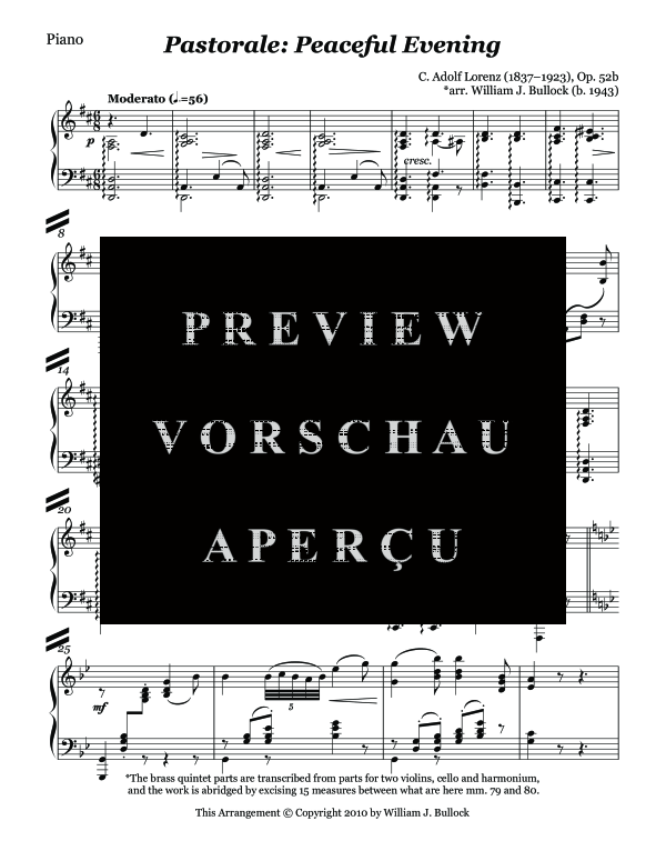 Produktgalerie: Seite 3 von 11 Pastorale: Peaceful Evening, Op. 52b, , (Blechbläser Quintett und KLavier)