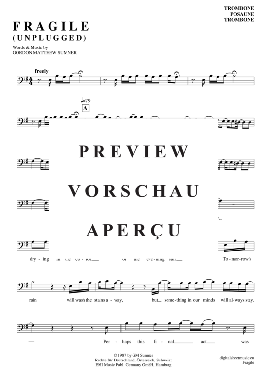 Product gallery: Page 2 of 4 Fragile , Sting, (Posaune / Bariton)