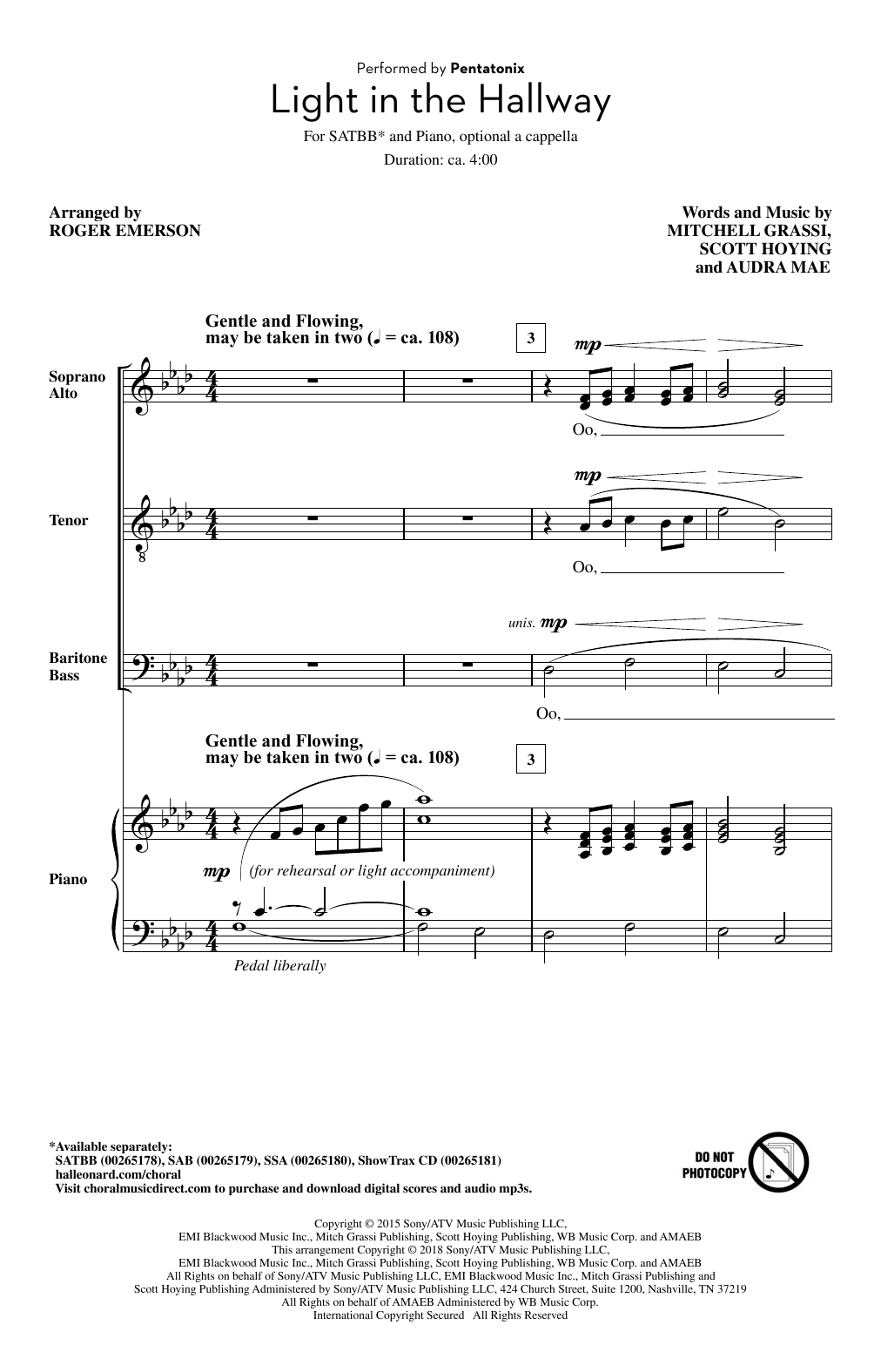 Product picture to: Light In The Hallway (arr. Roger Emerson)