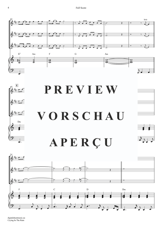 Produktgalerie: Seite 5 von 11 Crying In The Rain, A-Ha, (Klarinetten Trio + Klavier)