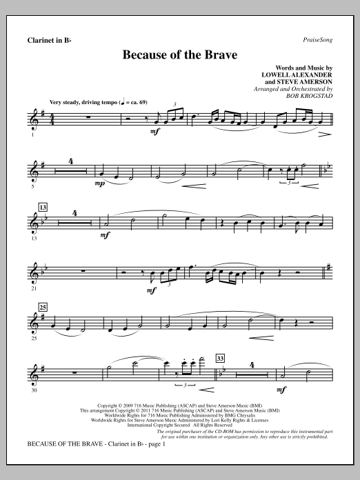 Product picture to: Because Of The Brave - Clarinet