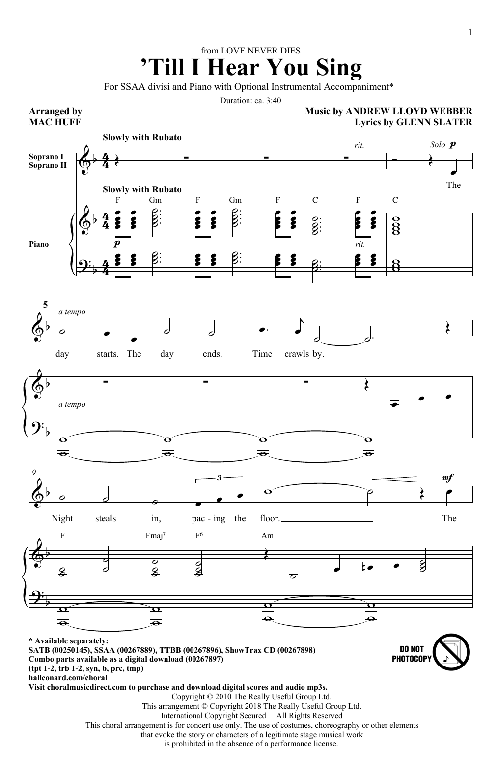 Product gallery: Page 1 of 1 'Til I Hear You Sing (arr. Mac Huff), Andrew Lloyd Webber