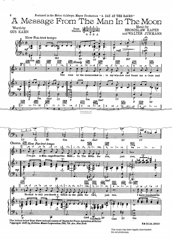 Product gallery: Page 1 of 1 A Message From The Man In The Moon, Bronislaw Kaper