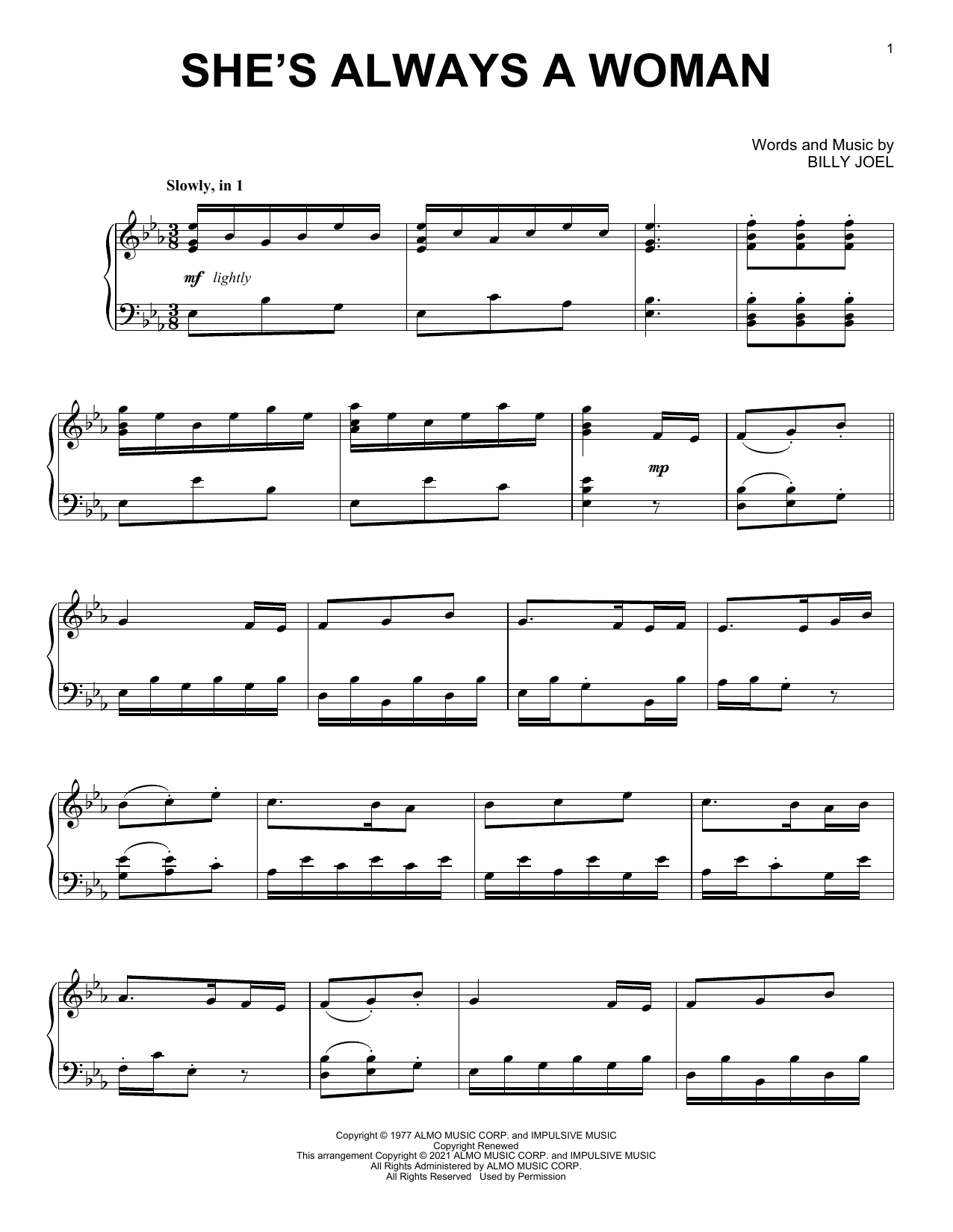 Product gallery: Page 1 of 1 She's Always A Woman [Classical version] (arr. David Pearl), Billy Joel