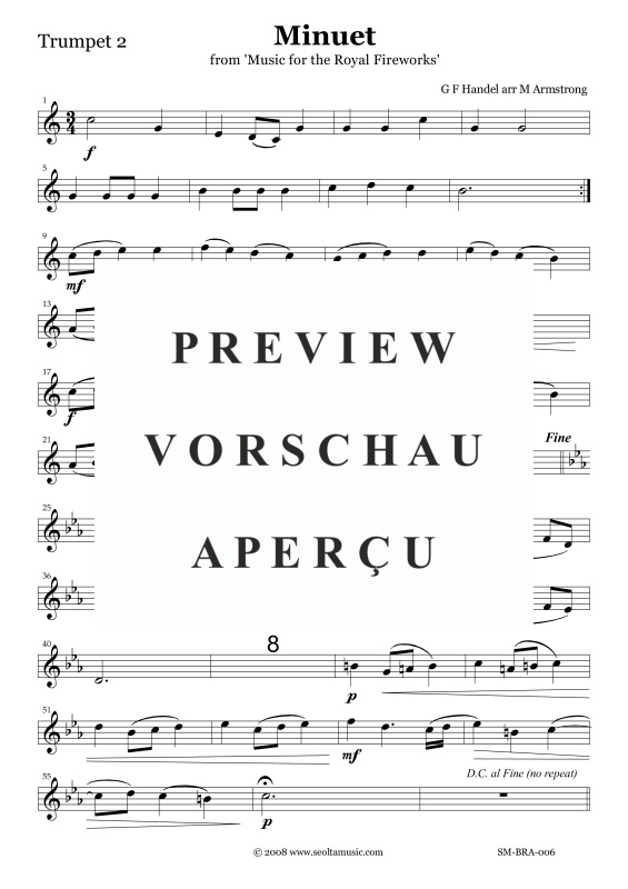 Produktgalerie: Seite 11 von 11 Menuett aus der Feuerwerksmusik, , Blechbläser Quintett